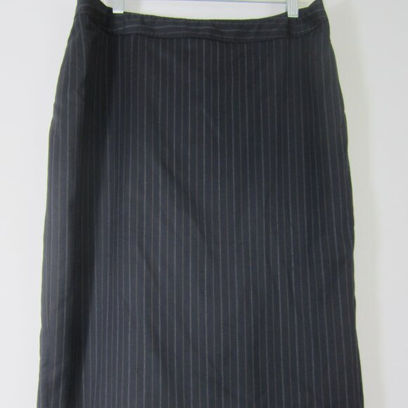 Brooks Brothers Womens 12 Black Striped 100% Wool Skirt Lined Back Pleats M - Picture 8 of 8